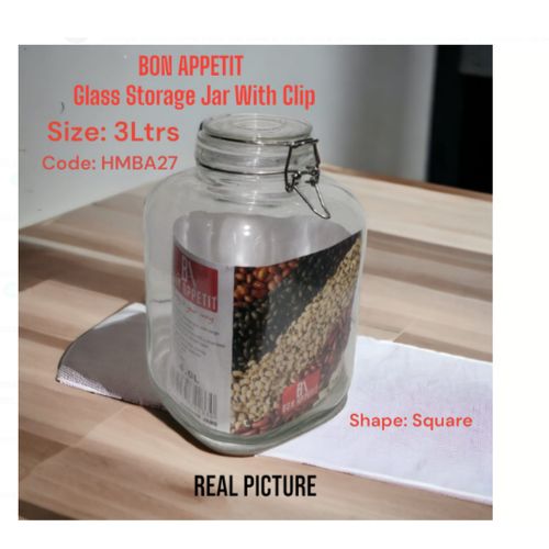 3ltrs Glass Storage Jar With Clip