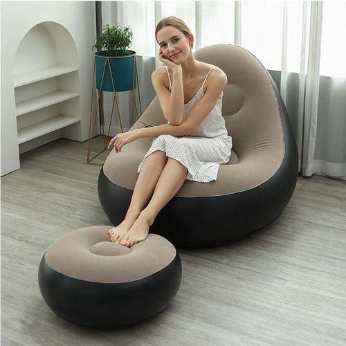 New Stylish Inflatable Sofa With Foot Rest + Manual Pump