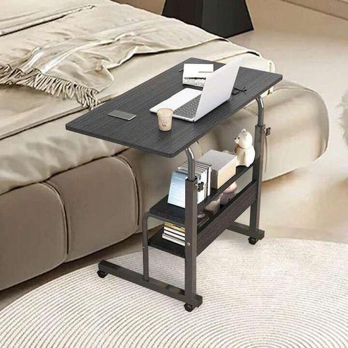 Adjustable Height Desk Laptop Computer Table Home Office Desk With Storage Rack For Small Space Mobile Compact Desk On Wheels