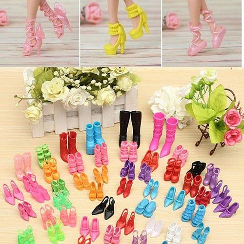 60 Pair 120 Pcs Doll Outfit Dress Fashion Clothes Shoes Heels Sandals For Barbie