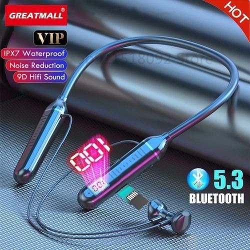 Wireless Bluetooth Earphones Neckband Headphones LED Display Headset Sports TWS Earbuds With Mic TF Card
