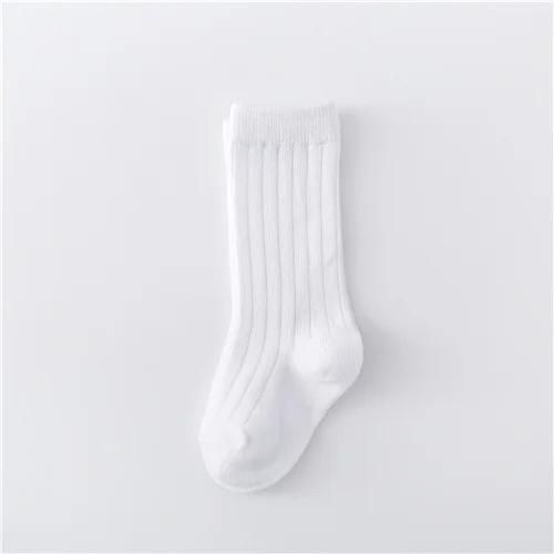 0-5Years Baby Boys Girls Socks Cotton Solid Color Striped Soft Kids Knee Childrens Stocking School Sport Baby Sock 12Color0-1YearsXS