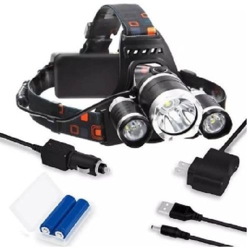 USB Rechargable Head Lamp 3 Eye With 2X3.7V Lithium Batteries, 200-400 Meters, Power 10W