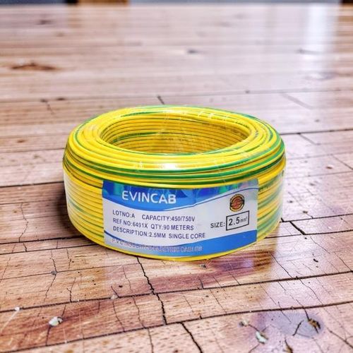 Yellow Green 25mm Single Core Best Performance Long-Lasting Reliability Indoor Electrical Wiring Cable