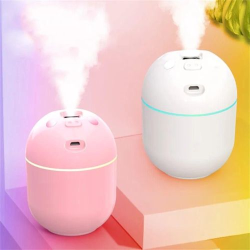 250ml Mini Cute Piggy Air Humidifier – Portable USB Ultrasonic Cool Mist Diffuser with Romantic LED Night Light for Home, Bedroom, Office, and Car