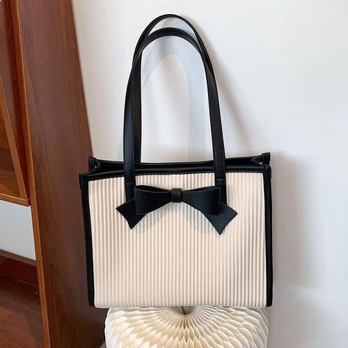 Bowtie tote bag white with black