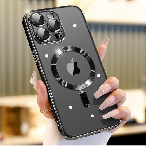 Black Electroplated Magnetic for MagSafe Shockporoof Transparent Case Cover for iPhone 14 Pro