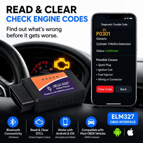 ELM327 OBDII Car Diagnostic Scanner & Code Reader