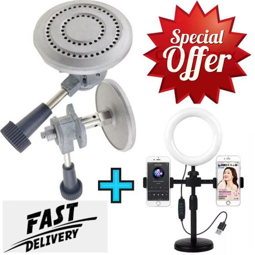 Strong Non-leak Meko Gas Burner//Longlasting 6kg Non Rust Gas Burner + DOUBLE PHONE HOLDER RING LIGHT