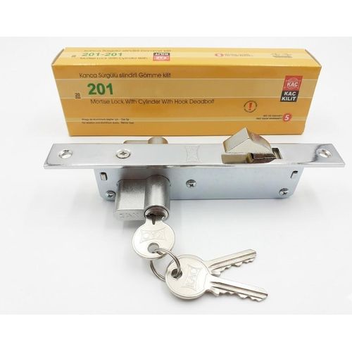 KAC 201 Premium Euro Profile Mortise Hook Lock with Cylinder for Sliding / Aluminum Bottom Rail Doors