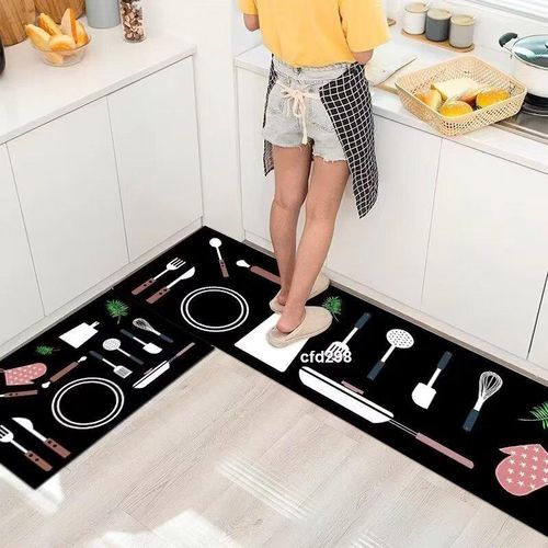 2 Pieces Kitchen Mats Set Non Slip Rubber Underside For Enhanced Safety