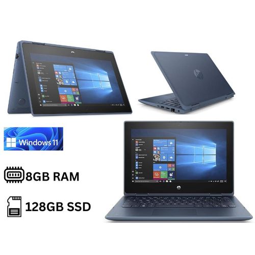 Refurbished ProBook x360 11 G5 EE, 9th generation 8GB RAM 128GB, Intel Pentium Silver 11.6 inches Touchscreen windows 11 pro, HDMI, Camera, WIFI, 2 in 1 Laptop Blue