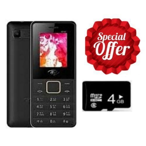 Itel It 2160, 1.77'' Black Fm Radio,1000 MAh,Dual Sim+FREE MEM CARD