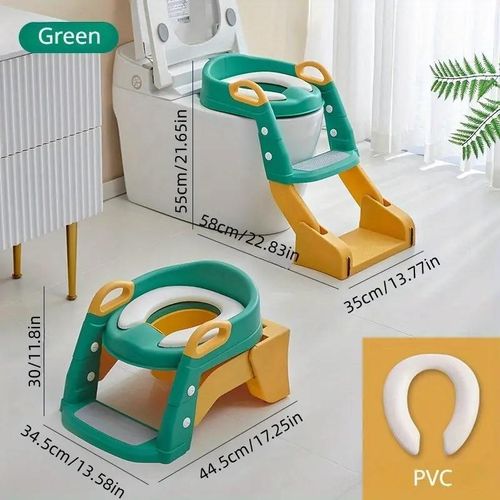 Folding Potty Training PVC Upholstered Seat With Step Ladder