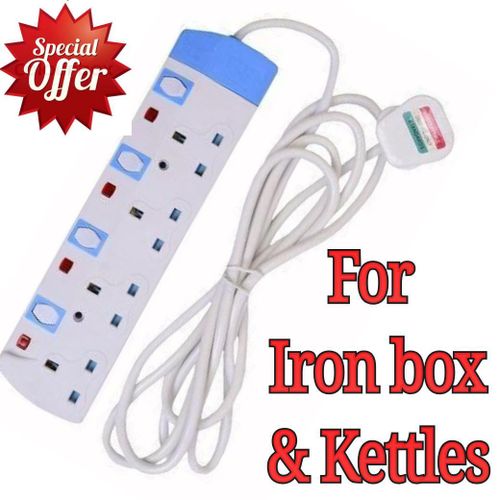 Commercial & Home Best 4 Way Power Extension With Long Cable // Power extenson for iron Box and electric kettles.