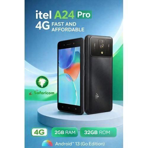 itel a24 pro, 32GB ROM, 4GB RAM (2+2), DUAL SIM, 4G/LTE, 5MP CAM DUAL FLASH, 5'' DISPLAY.