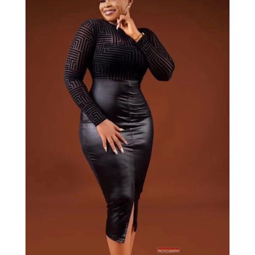 Elegant front slit dress Black