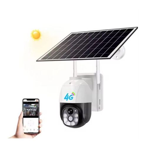 4G Solar Powered Camera- (4MP 2K Color Night Vision, PTZ, Motion Detection, Two-Way Audio)
