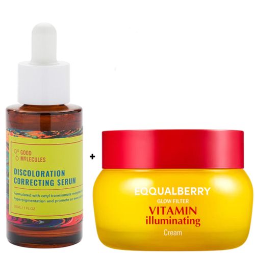Discoloration Correcting Serum with Niacinamide TXA Eqqualberry Vitamin illuminating Cream with Niacinamide TXA Vitamin C Moisturizes Glows Removes Dark Spots Hyperpigmentation Acne marks Age spots Brightens Even the tone Smooths Softens