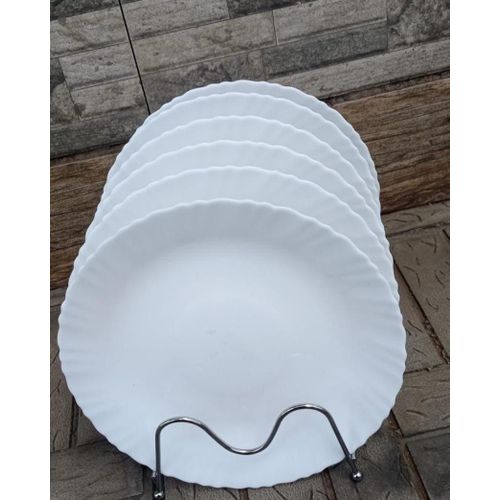 White Ceramic Dinner Plate Set – 6 Pieces, 10 Inch Durable Plates for Home & Restaurant Use