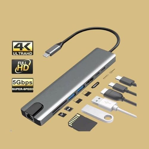 Ultra High Quality 8 In 1USB Type C Hub 4K USB C Hub To RJ45 Ethernet Port