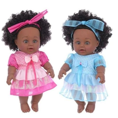 30cm African Black Girl Doll with Natural Hair & Curved Legs
