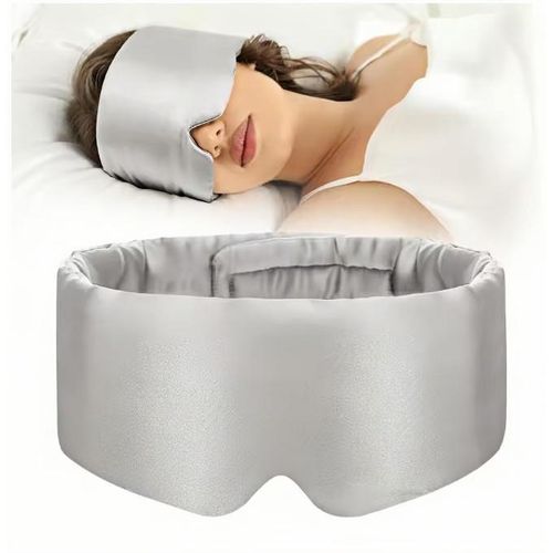 Ice Silk Full-Coverage Blackout Eye Mask, Adjustable Travel Soundproof + light-Blocking Sleep Eye Mask, Smooth And Comfortable - Gray