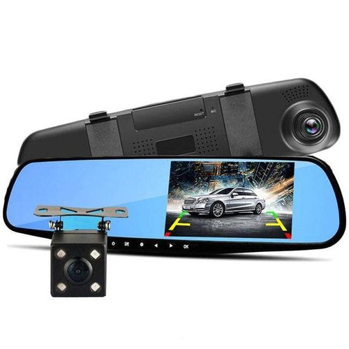 Car DVR Mirror Dashcam Vehicle Blackbox Dual Lens Full HD 1080P 4.3 Inch LCD Night Vision Loop Recording Motion Detection Parking Mode Accident Evidence