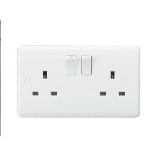 Light Double Twin Wall Socket Box 250V 13A White - Easy Install, 2 Switches