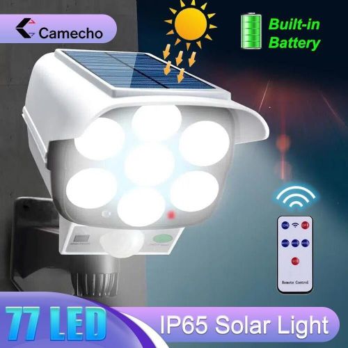 Solar 77 LED Light Motion Sensor Outdoor Remote Control Wall Flood Yard Lamp,77-LED Solar Motion Sensor Wall Light with Remote Control for Yard and Flood Lighting