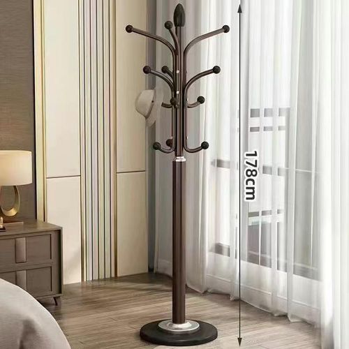 Luxury Brown Wooden Coat stand with marble base 178cm with sturdy hooks