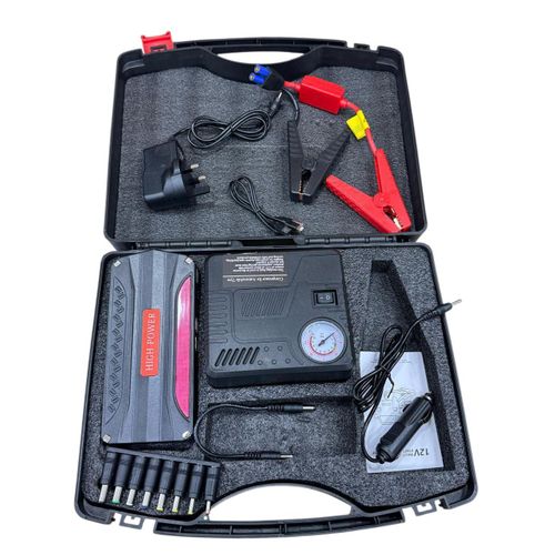2 in 1 Portable Car Jump Starter Kit With Tyre Inflator Air Compressor