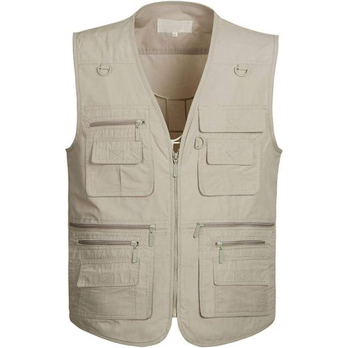 Men's safari Vest – Sleeveless Multi-Pocket Utility Waistcoat for Outdoor, Work, Photography & Travel