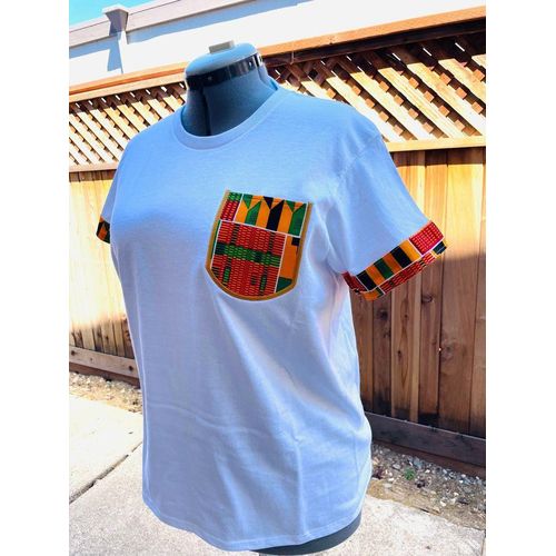 100% Short Sleeves T-shirt With Ankara Decoration.