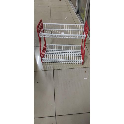 Two Tier Plastic Dish Rack Kitchen Drying Organizer with Drip Tray Cutlery Holder Durable Space Saving Dish Drainer for Plates Bowls Cups and Utensils