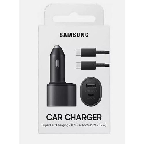Super Fast Charging 20 Dual Port Car Charger 45W USB-C 15W USB-A Fast Charge Adapter for Galaxy S24 S23 S22 Note Z Fold Tablets More