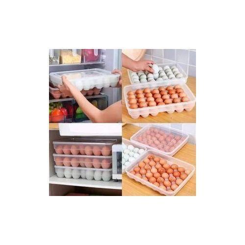 34pcs Egg Organizer Tray with Lid Stackable Egg Holder Container for Refrigerator