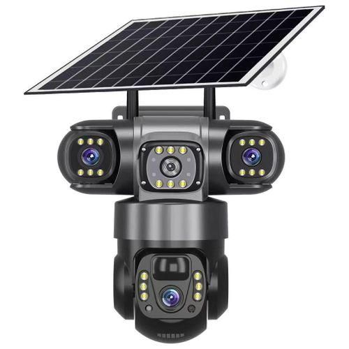 Intelligence 4G (Simcard) V380 Triple Lens Three Screens Camera Solar Powered - (PIR Human Detection,Colored Night Vision, All Weatherproof, Security Video IP Camara 12mp Battery CCTV Monitor)