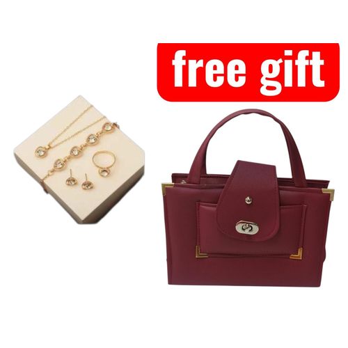 Elegant Womens 4PCS Jewelry Gift Set Necklace Earrings Bracelet Ring with Free Handbag Perfect For Daily wear Parties special occasions Weddings events Birthday anniversary and graduation gifts As a bonus comes with FREE Durable handbag