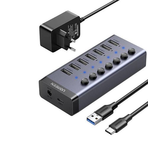 USB-C to 7-Port USB-A 3.0 Hub DC 12V EU - CM481