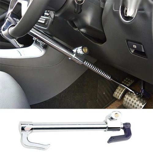 Light Weight yet strong anti theft lock for steering brake clutch Heavy Duty Universal Anti-Theft Security Car Steering Wheel Lock Brake Clutch Lock Retractable Locking Hook Device with 3 Keys