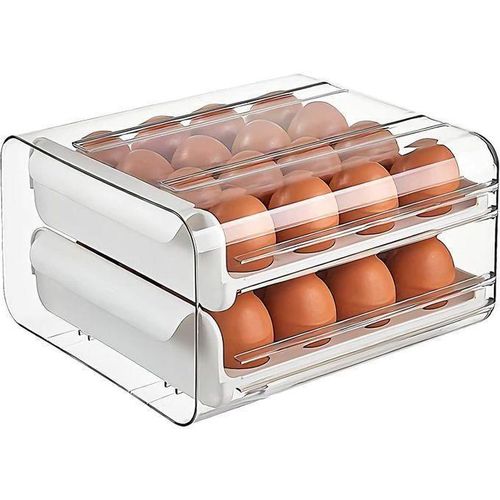Egg Storage Box Drawer-Type Refrigerator Storage Box Plastic Transparent 32 Grid Egg Holde