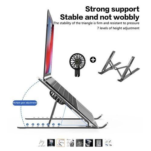 Foldable Portable Laptop Stand With FanFoldable Portable Aluminum Alloy Laptop Stand With Detachable Fan