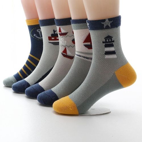 5 Pairs Lot Kids Socks 2022 New Spring Summer Cotton Breathable Mesh Boys Girls Socks 3- 15 Year Children Socks3-5 year
