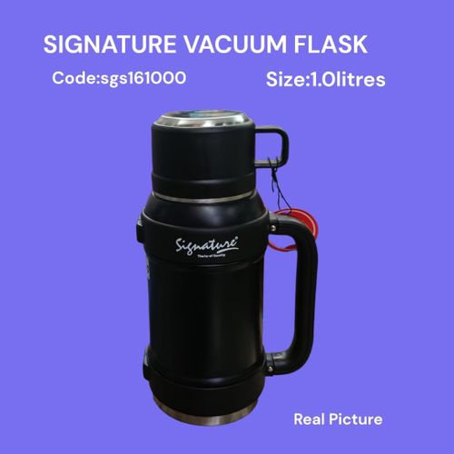 Signature-Vacuum Flask 1 Litre Stainless Steel Thermal Bottle Hot Cold Insulated Durable Travel Office Home Use Stylish Design Leak Proof Everyday Hydration