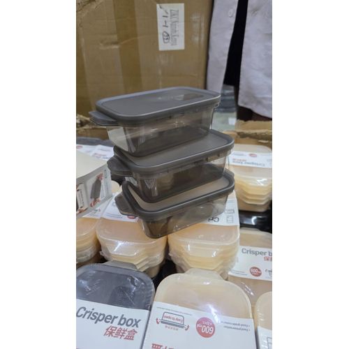 3-Piece Airtight Crisper Set 1100ml Food Storage Containers Stackable Kitchen Fresh-Keep Meal Prep Durable Transparent Lids Pantry Organization Modern Design