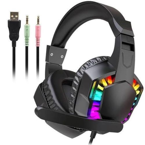 Misde A66 Gaming Headset Over-Ear Wired Headphones with 50mm Drivers 71 Surround Sound Noise Isolating Mic RGB Lights Comfortable Memory Foam for PC PS4 PS5 Xbox Switch