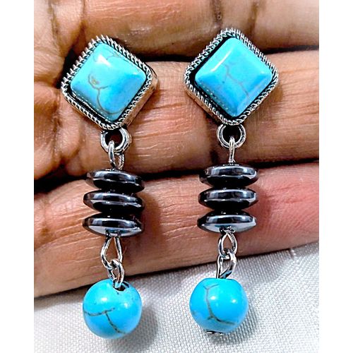 Turquoise & Hematite Dangle Earrings
