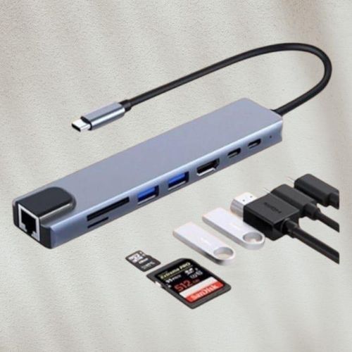 Portable Light Weigh 8-in-1 USB Type C Hub Multiport Adapter Universal Laptop Docking Station