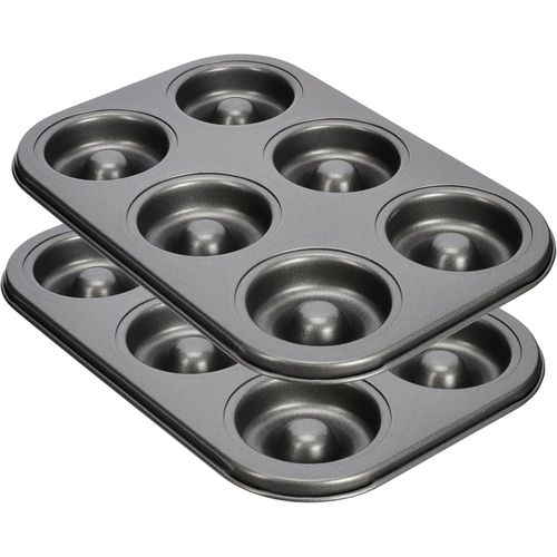 6-Cavity Non-Stick Donut Baking Pan - Carbon Steel Doughnut Maker Mold Tray For Oven Baking, Bagels & Mini Cakes